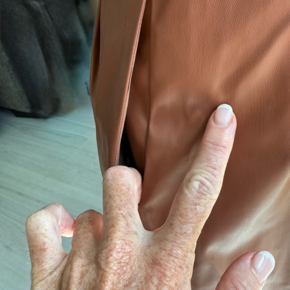 Women's Brown Pleather Shorts - Picture 3 of 6